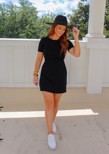 Load image into Gallery viewer, Olivia Side Ruching Detail Mini Dress- Black
