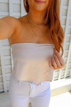 Load image into Gallery viewer, Arianna Satin Tube Scarf Top-Light Taupe

