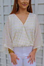 Load image into Gallery viewer, Ann Surplice Gold Dimond Bodysuit- Off White
