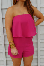 Load image into Gallery viewer, Noelle Fuchsia Strapless Romper
