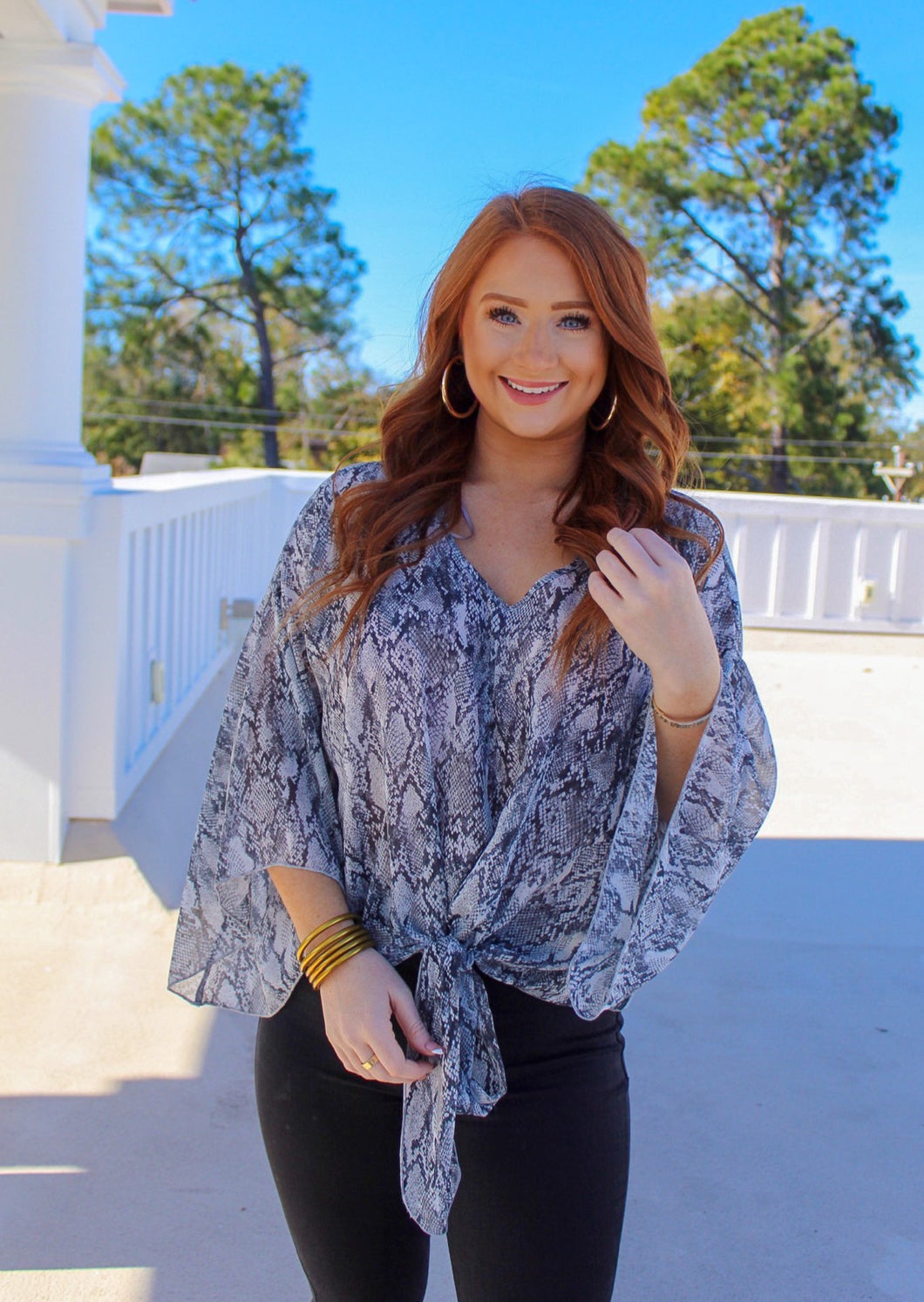 Emilie Snake-Print Blouse