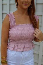 Load image into Gallery viewer, Annalise Smocking Ruffle Top- Blush
