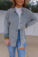 Load image into Gallery viewer, Faith Washed Oversize Button Up Shacket- Teal Green
