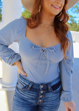 Load image into Gallery viewer, Dilsia Long Sleeve Sweet Heat Bodysuit- Light Blue
