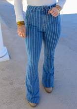 Load image into Gallery viewer, Stand Out In Stripes Flare Jeans
