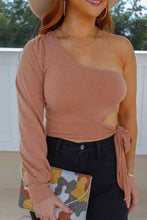Load image into Gallery viewer, Ashleigh One Shoulder Tie Top- Camel
