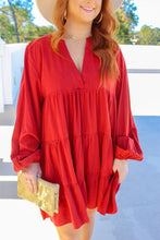 Load image into Gallery viewer, Amber Long Sleeve Babydoll Dress- Rust
