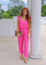 Load image into Gallery viewer, Jessica Shoulder Tie Jumpsuit- Hot Pink
