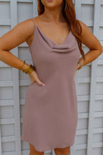 Load image into Gallery viewer, Brooklyn Cowl Neck Mini Dress- Toast
