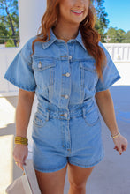 Load image into Gallery viewer, Carrie Short Sleeve Denim Romper

