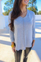 Load image into Gallery viewer, Ashley V Neck Long Sleeve High-Low Top- Grey
