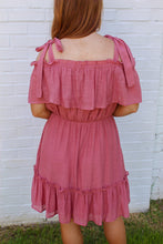 Load image into Gallery viewer, Rose Cold Shoulder Ruffle Dress
