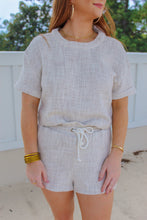 Load image into Gallery viewer, Gemma Tweed Crop Tee- Natural Ivory (Set)
