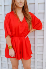 Load image into Gallery viewer, Frankie Kimono Sleeve Romper- Red

