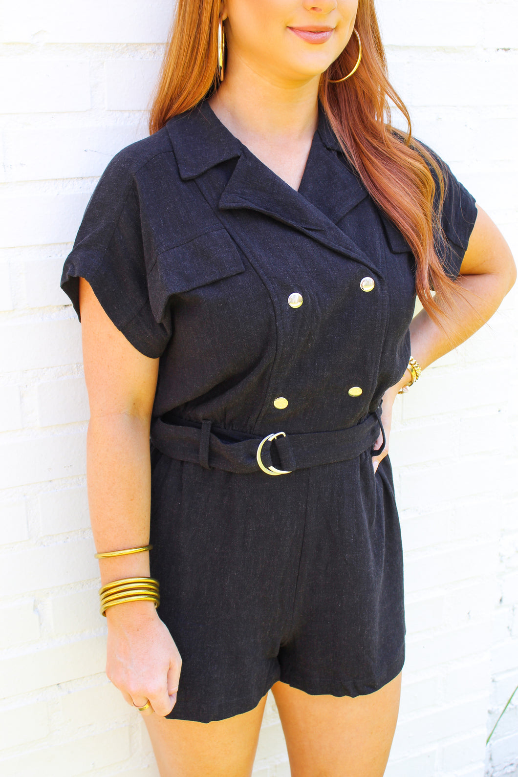 Jordan Belted Romper- Black