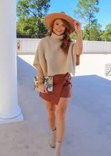 Load image into Gallery viewer, Marie Turtle Neck Sweater Poncho- Taupe
