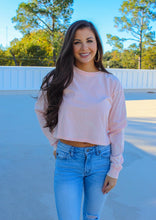 Load image into Gallery viewer, Dana Crew Neck Long Sleeve Crop- Pale Pink
