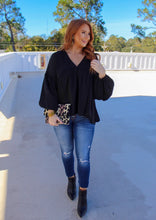 Load image into Gallery viewer, Stacy V Neck Babydoll Blouse- Black
