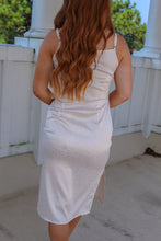 Load image into Gallery viewer, Champagne Satin Cowl Neck Midi Dress
