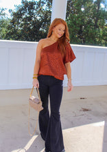 Load image into Gallery viewer, Lila One Shoulder Leopard Blouse- Chocolate
