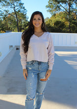 Load image into Gallery viewer, Logan V Neck Long Sleeve Crop- Lilac Fog
