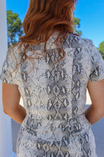 Load image into Gallery viewer, Cam Snakeprint Button Down Crop Top
