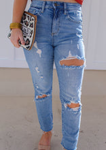 Load image into Gallery viewer, Distressed &quot;Mom Jeans&quot;- Medium Light
