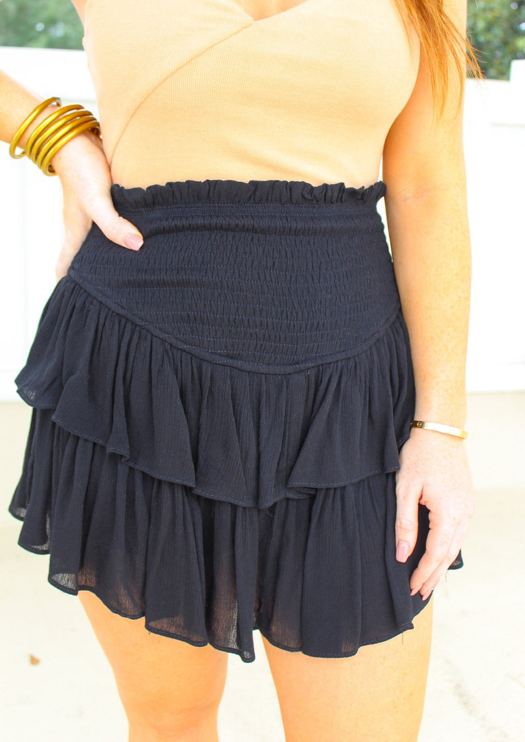 Katie Ruffle Mini Skirt- Black