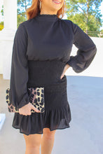 Load image into Gallery viewer, Greyson Smocked Ruffle Hem Dress- Black
