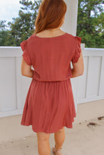 Load image into Gallery viewer, Eva Button Down Ruffle Dress- Apricot
