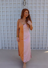 Load image into Gallery viewer, Creamsicle Satin Color Block Mini Dress-Orange/Pink
