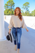 Load image into Gallery viewer, Christina Wide Sleeve Crop Sweater- Beige
