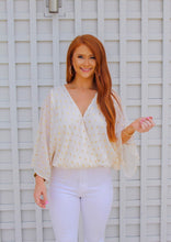 Load image into Gallery viewer, Ann Surplice Gold Dimond Bodysuit- Off White
