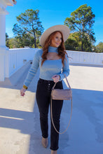 Load image into Gallery viewer, Sophie Cut-Out Turtle Neck Top- Dusty Aqua
