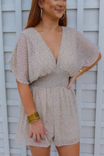 Load image into Gallery viewer, Teddi V Neck Woven Printed Romper- Taupe
