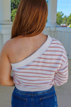 Load image into Gallery viewer, Kay One Shoulder Striped Sweatshirt- Blush

