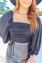 Load image into Gallery viewer, Eloise Gathered Crop Top - Black
