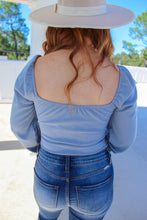 Load image into Gallery viewer, Dilsia Long Sleeve Sweet Heat Bodysuit- Light Blue
