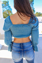 Load image into Gallery viewer, Dawn Drawstring Ruched Crop Top- Teal
