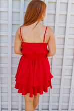 Load image into Gallery viewer, Belle Cowl Neck Tiered Dress- Red
