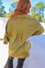 Load image into Gallery viewer, Kathy Satin Animal Print Blouse- Olive
