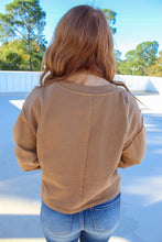 Load image into Gallery viewer, Logan V Neck Long Sleeve Crop- Brown
