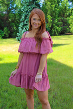 Load image into Gallery viewer, Rose Cold Shoulder Ruffle Dress
