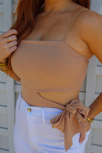 Load image into Gallery viewer, Delaney Cutout Tie Bodysuit- Tan
