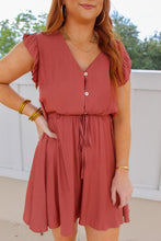 Load image into Gallery viewer, Eva Button Down Ruffle Dress- Apricot
