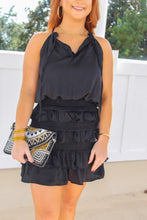 Load image into Gallery viewer, Eva Halter Smocked &amp; Tiered Dress- Black
