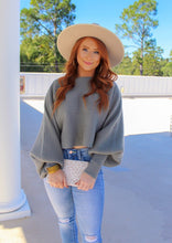 Load image into Gallery viewer, Christina Wide Sleeve Crop Sweater- Teal
