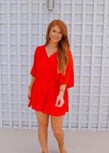 Load image into Gallery viewer, Frankie Kimono Sleeve Romper- Red
