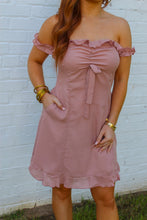 Load image into Gallery viewer, Kimbra Ruffled Off the Shoulder Dress- Mauve
