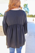 Load image into Gallery viewer, Stacy V Neck Babydoll Blouse- Black
